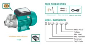 Bomba Solar Superficial Presion 24 V, 120 Watt